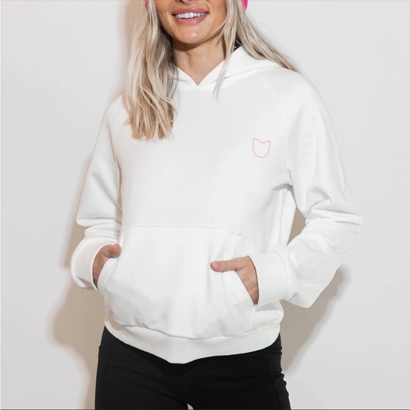 Kittenish white hoodie with pink lettering - Picture 3 of 3